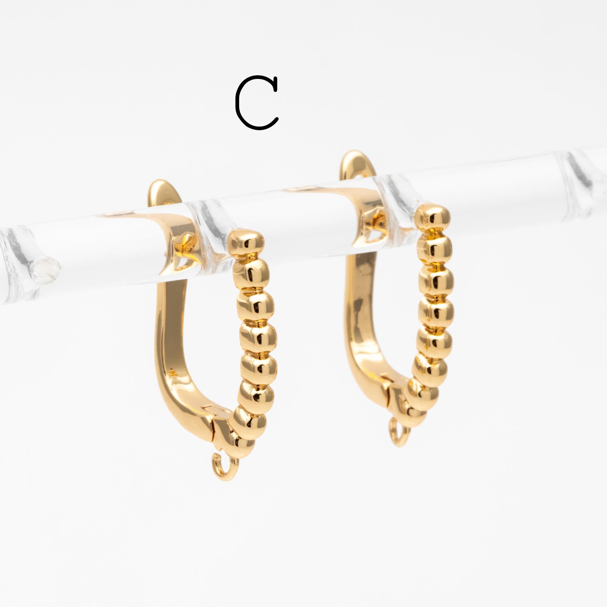 10pcs Gold/ Silver Tone Leverback Ear Hooks , Real Gold/ rhodium plated Brass, Earring Hooks with Loop (GB-848)